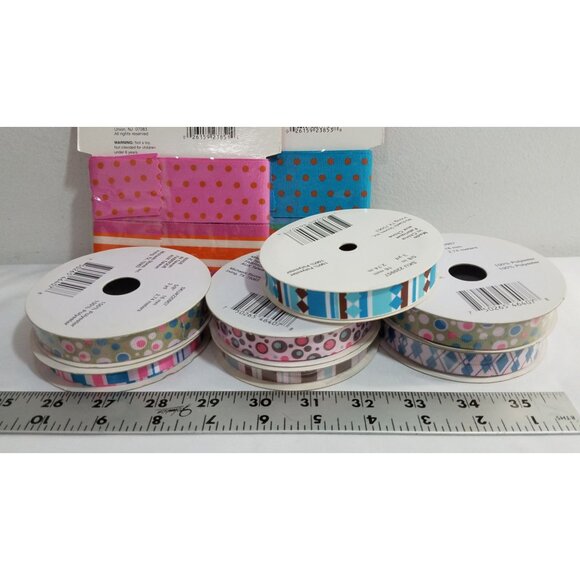 Grossgrain Ribbon & Belting NOS 7 Rolls Ribbon 2 pkgs Belting Pastels Pink and B - Picture 7 of 7